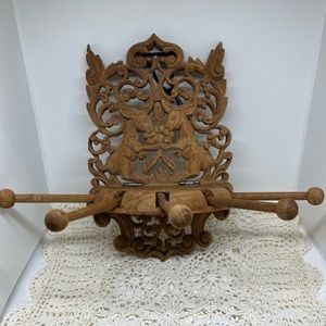 Handcrafted vintage/antique wood carved hanger